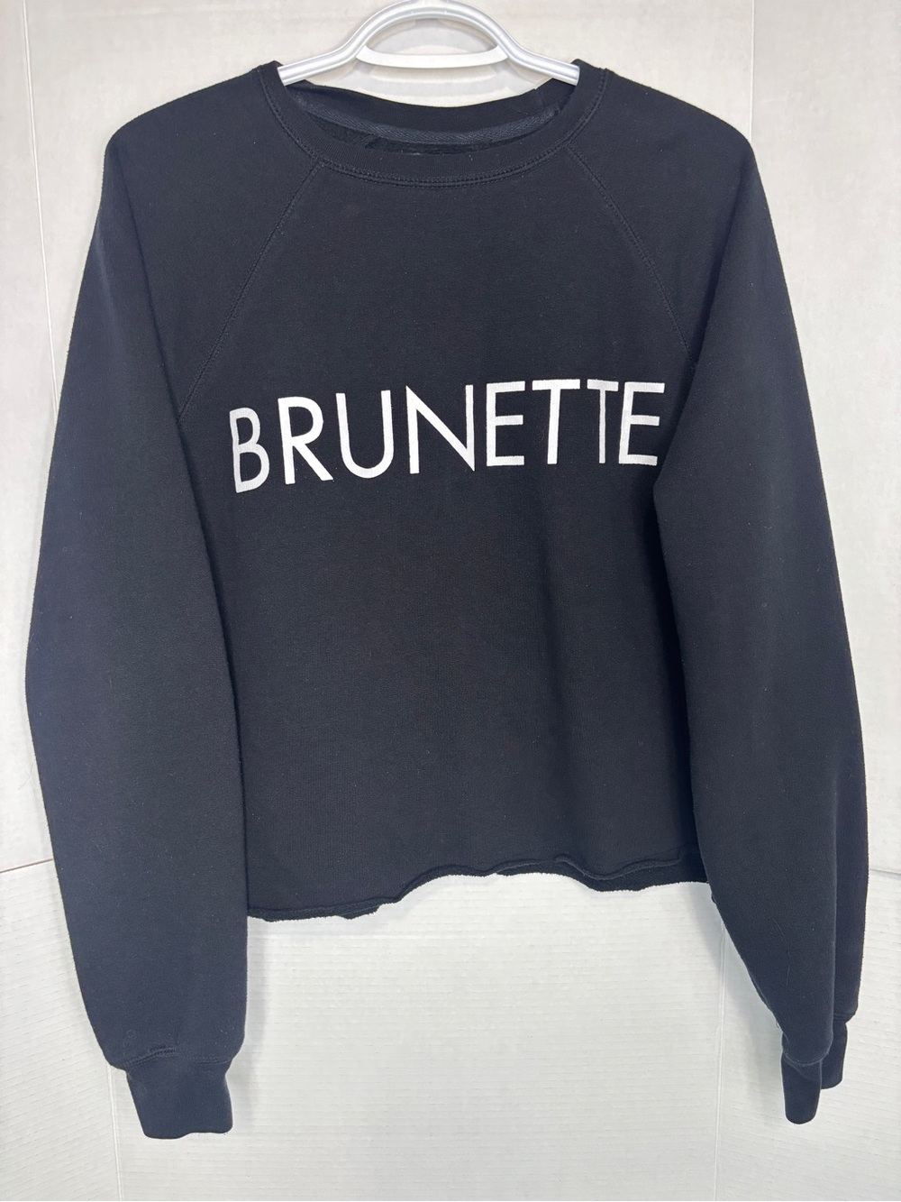 Brunette The Label Black Cropped Sweatshirt White Graphic Cotton Blend Fall
